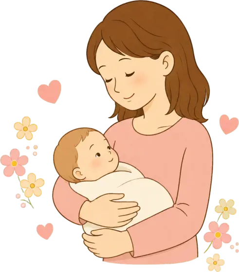 赤ちゃんを抱くお母さんのイラスト